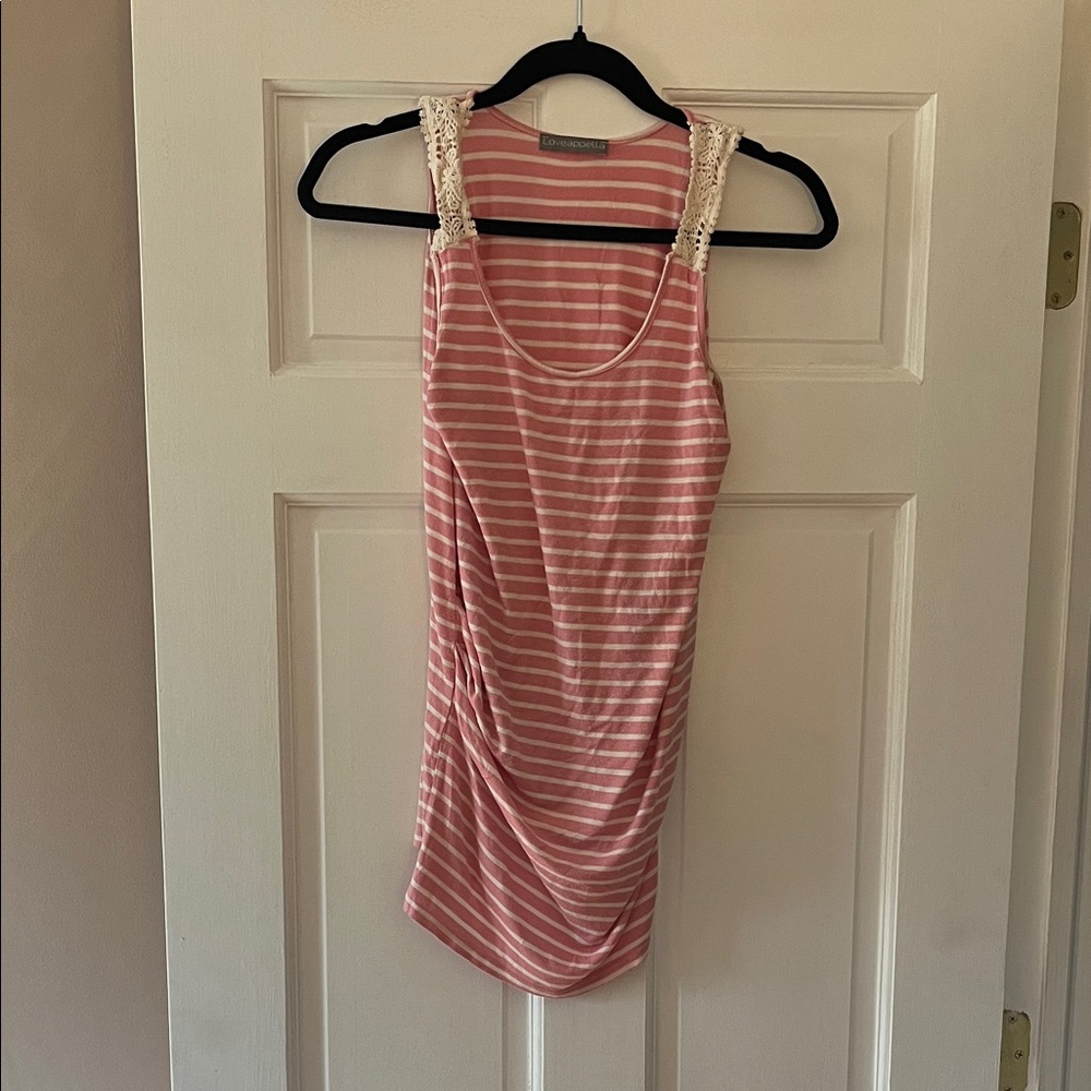 Loveappella Pink and White Striped Tank Top
